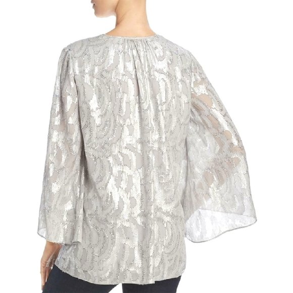 Elizabeth & James Silk & Silver Foil NEW Top  XS - Picture 2 of 6
